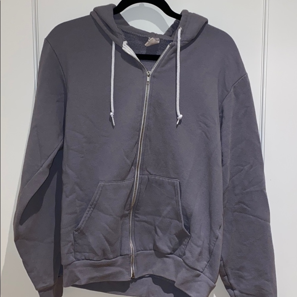 american apparel M grey zip up hooded jacket